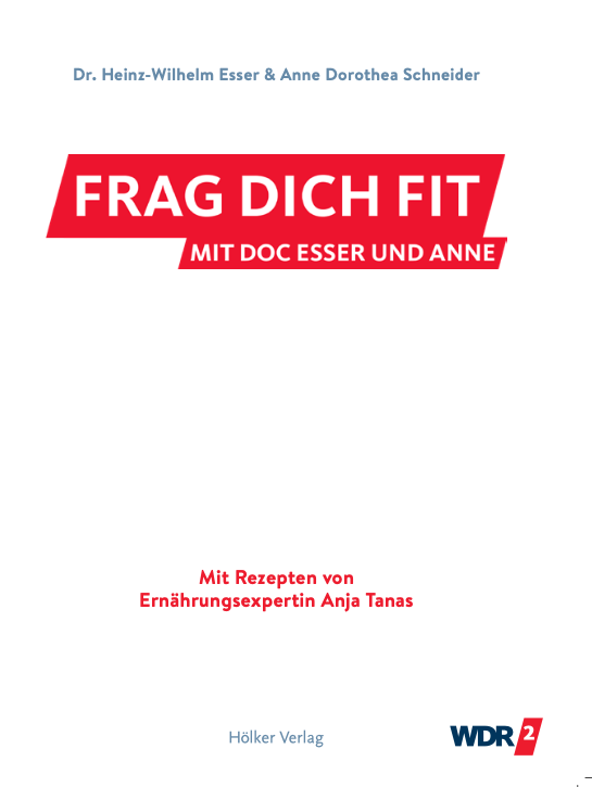 Buch Innenseite "Frag dich fit" mit Doc Esser und Anne und mit Rezepten von Anja Tanas